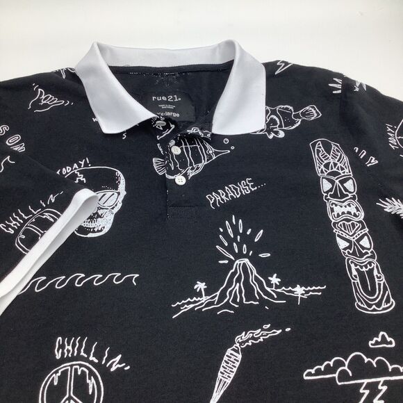 Rue21 Mens‎ Short Sleeve Polo Black Size XXL - Picture 1 of 6